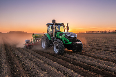 Tractor plowing a field