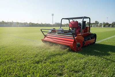 Lawn mower maintaining a sports field