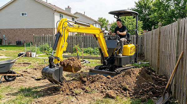 Compact excavator used for a private project