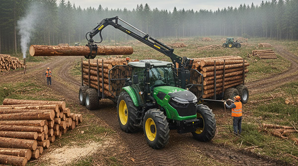 Tractor working in the forestry industry