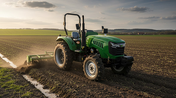 Tractor working with agricultural machinery