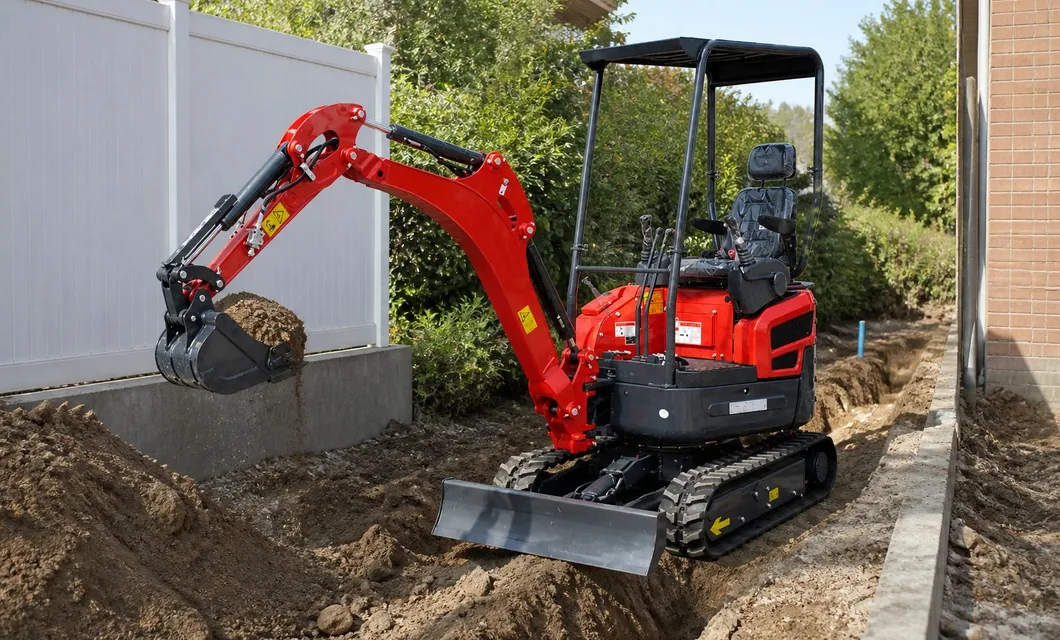 Utility trench cut through residential ground